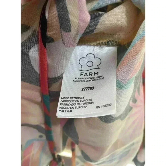 Farm Rio Anthropologie Rainforest Toucan Bird Wrap Shirt Blouse tassel beaded - Picture 6 of 6